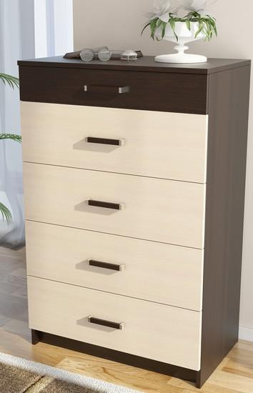 Комод Вега К-05 Венге/Дуб Молочный (Ш-694 × В-1074 × Г-417 мм)