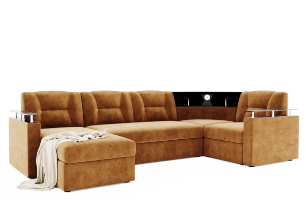 Диван Угловой Тидус с ножками-кубышками Ш-3000 х Г-1700 х В-950 мм/Спальное место Ш-1250 х Г-2600 мм