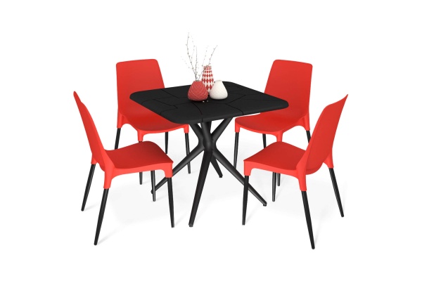 Обеденная группа SHT-DS208 черный / красный