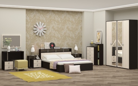 Спальный Гарнитур Каролина-2 Венге/Ясень Шимо Светлый